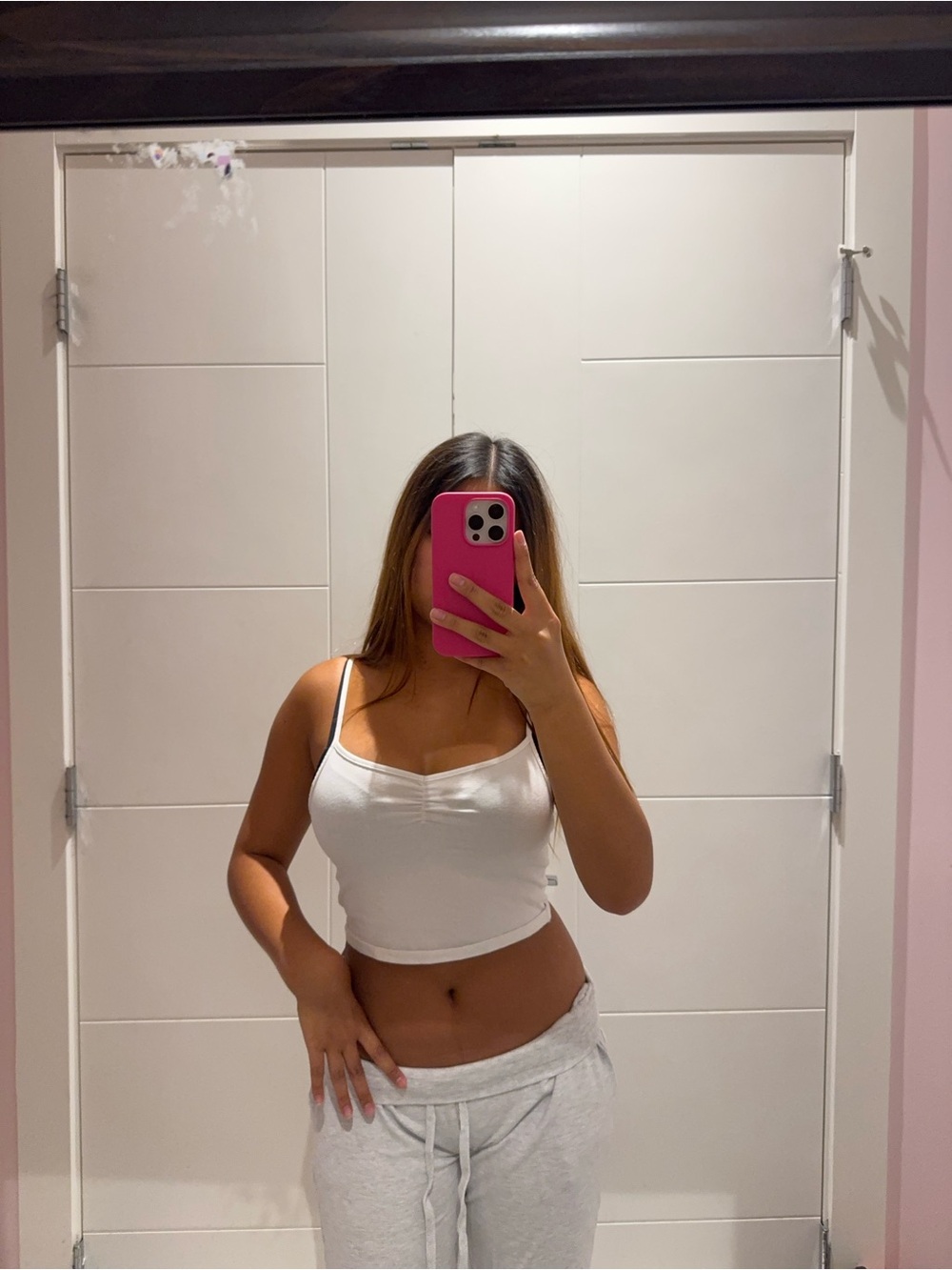 H&M White Spaghetti-Strap Cropped Camisole
